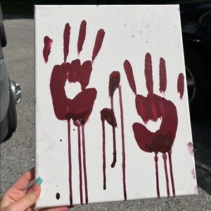 original bloody hands painting, canvas